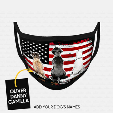 Personalized Dog Gift Idea - 3 Dogs With Different Colors Sit Together For Dog Lovers - Cloth Mask